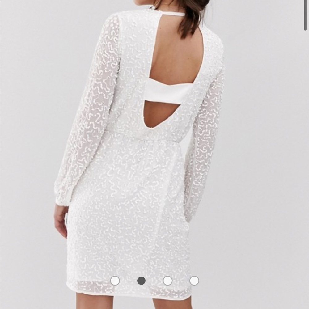 Y.A.S. Beaded open back mini dress white - Picture 2 of 4